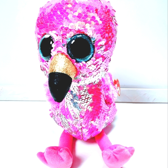 Ty Flippables Pinky the sequined Pink 13" Flamingo Collectible Toy - Picture 3 of 11
